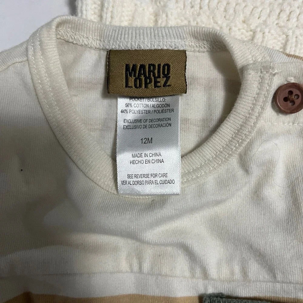 Mario Lopez Striped Bodysuit Long Sleeve Pocket‎ Detail 12M